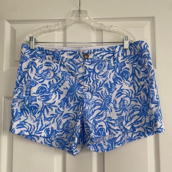 Lilly Pulitzer Shorts The Callahan Short 5" Inseam Blue White Lobsters Women 12 - Picture 1 of 10